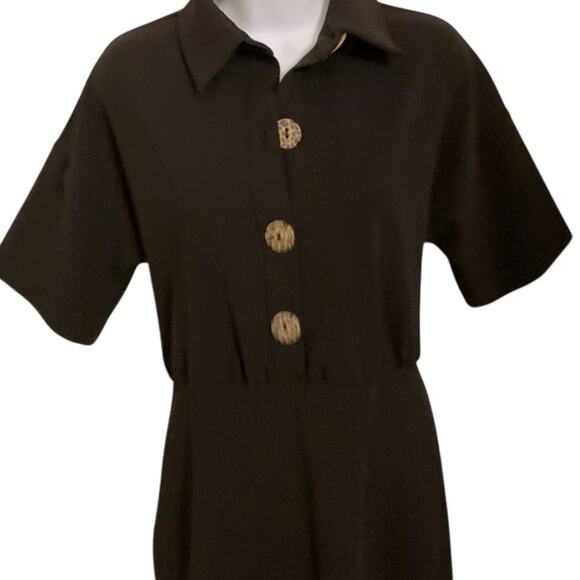 NWT ASOS Stretch Poly Short Sleeve Mini Dress Size 4 Small Black - Picture 5 of 8